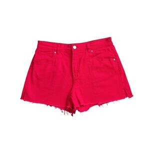 NO BOUNDARIES Womens Size 15 Red High Waist Cut Off Denim Jean Shorts